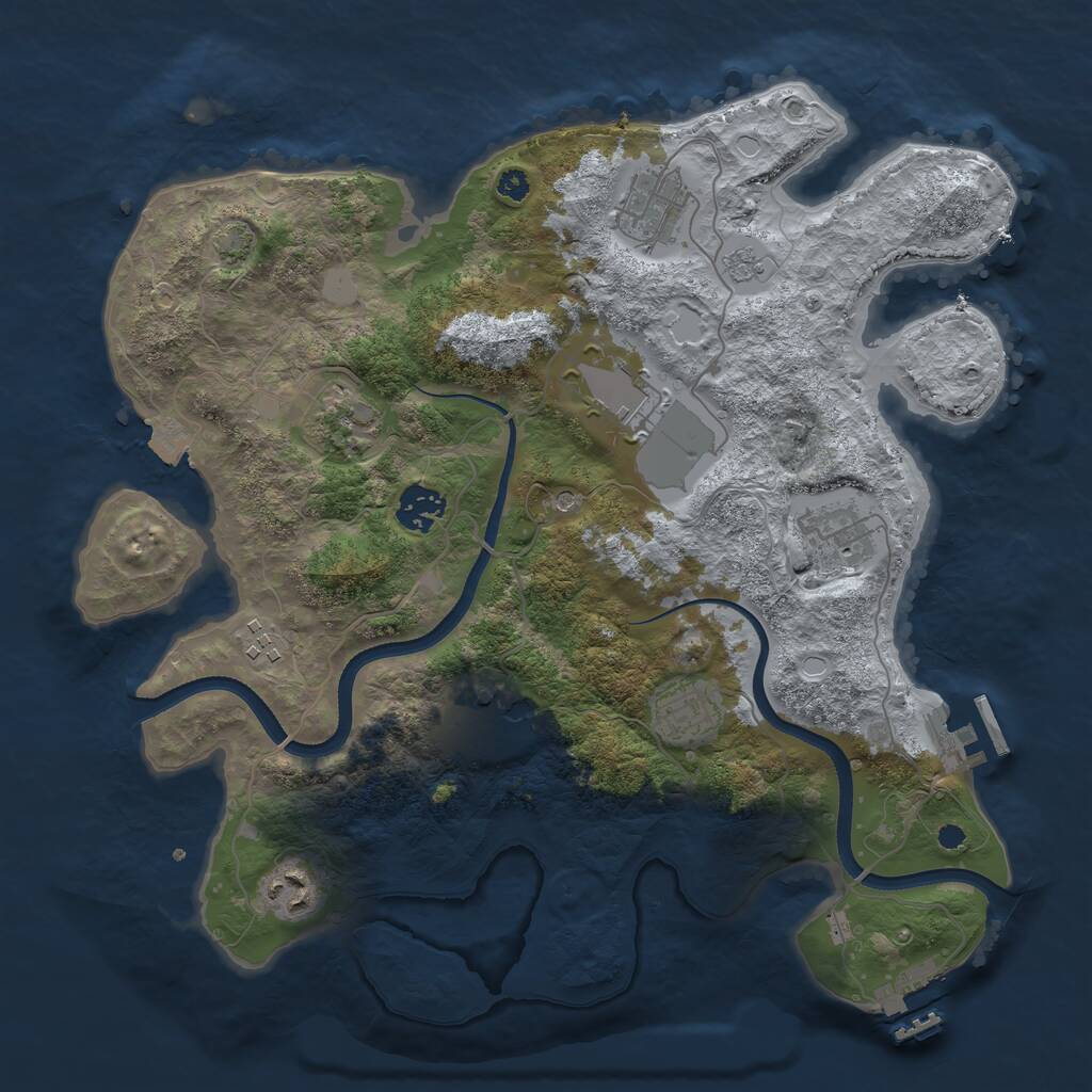 Rust Map: Procedural Map, Size: 3500, Seed: 1232314671, 15 Monuments