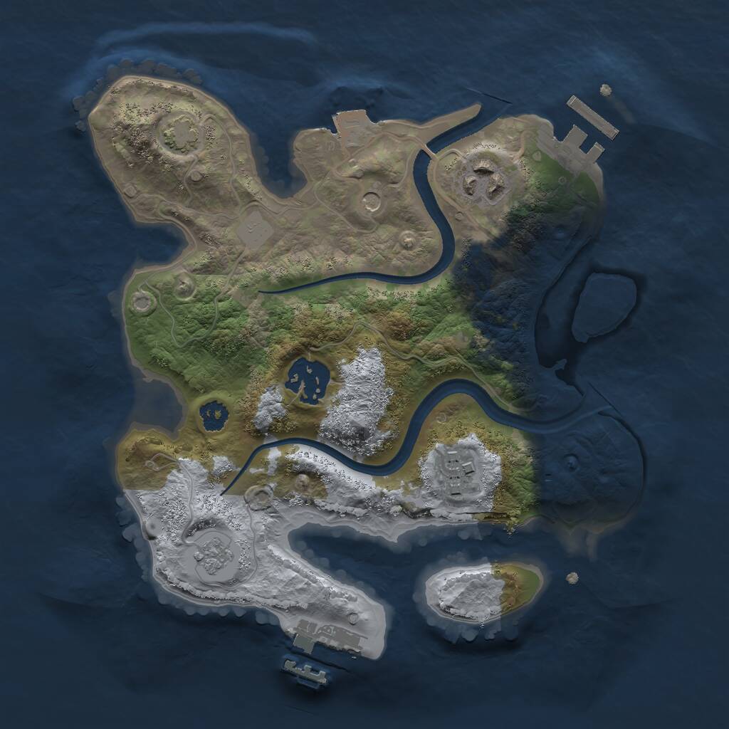 Rust Map: Procedural Map, Size: 2500, Seed: 1714577777, 9 Monuments