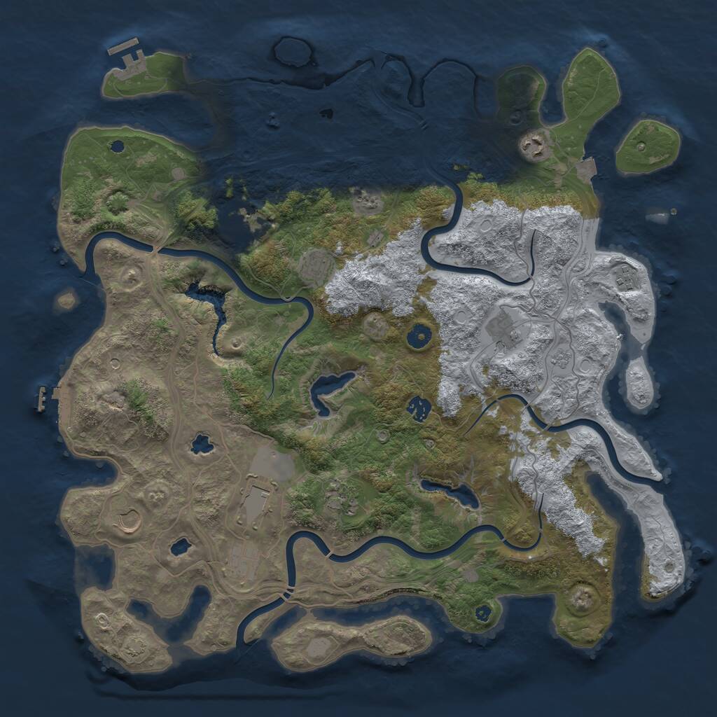 Rust Map: Procedural Map, Size: 4500, Seed: 17823, 16 Monuments