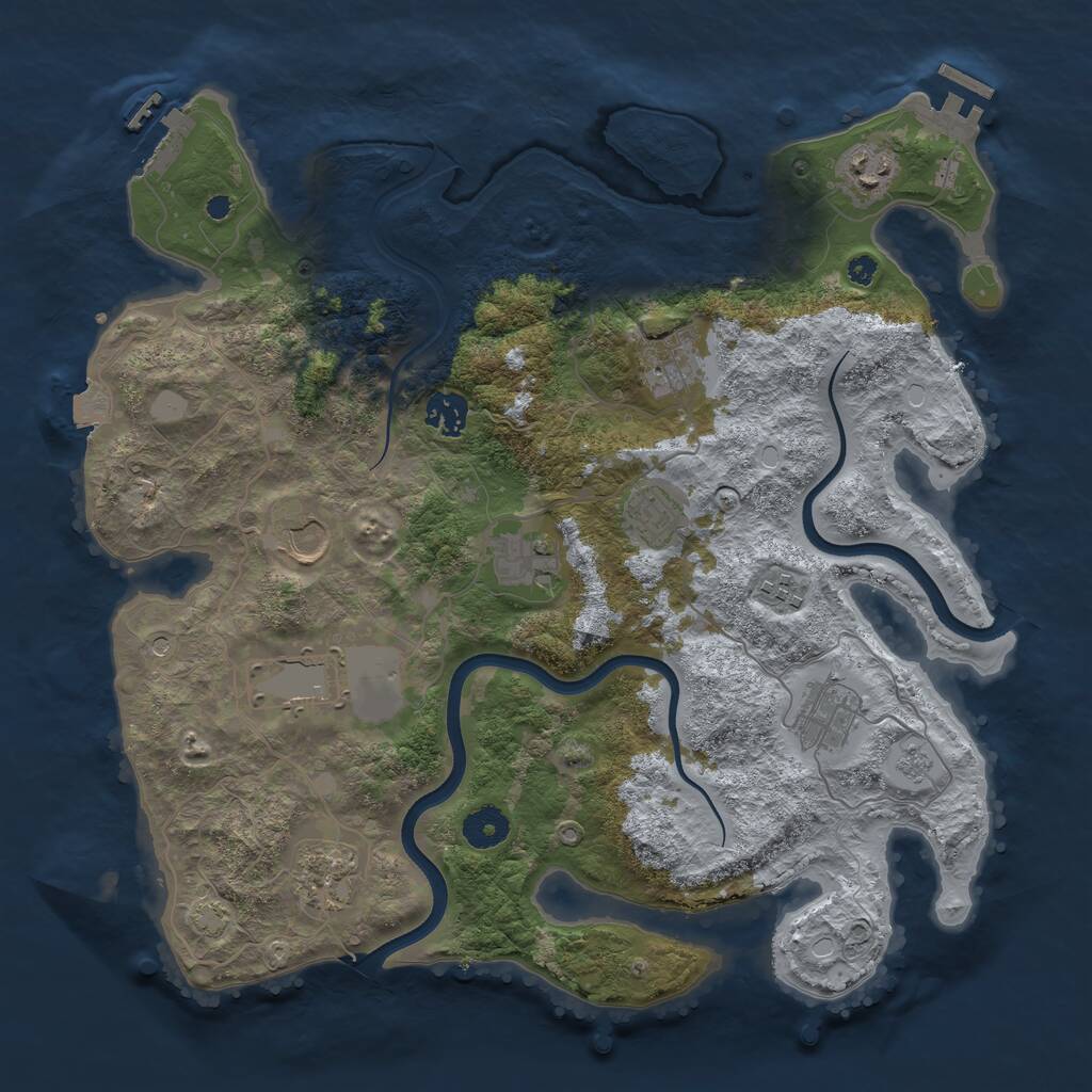 Rust Map: Procedural Map, Size: 3750, Seed: 1206968898, 16 Monuments