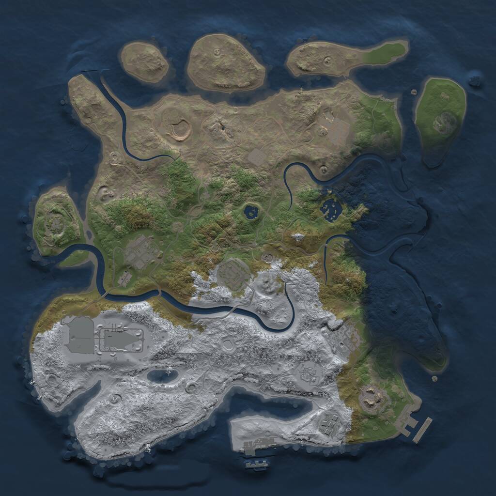 Rust Map: Procedural Map, Size: 3500, Seed: 1457829385, 15 Monuments