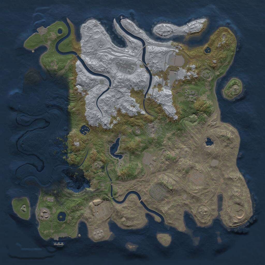 Rust Map: Procedural Map, Size: 4250, Seed: 263784028, 17 Monuments