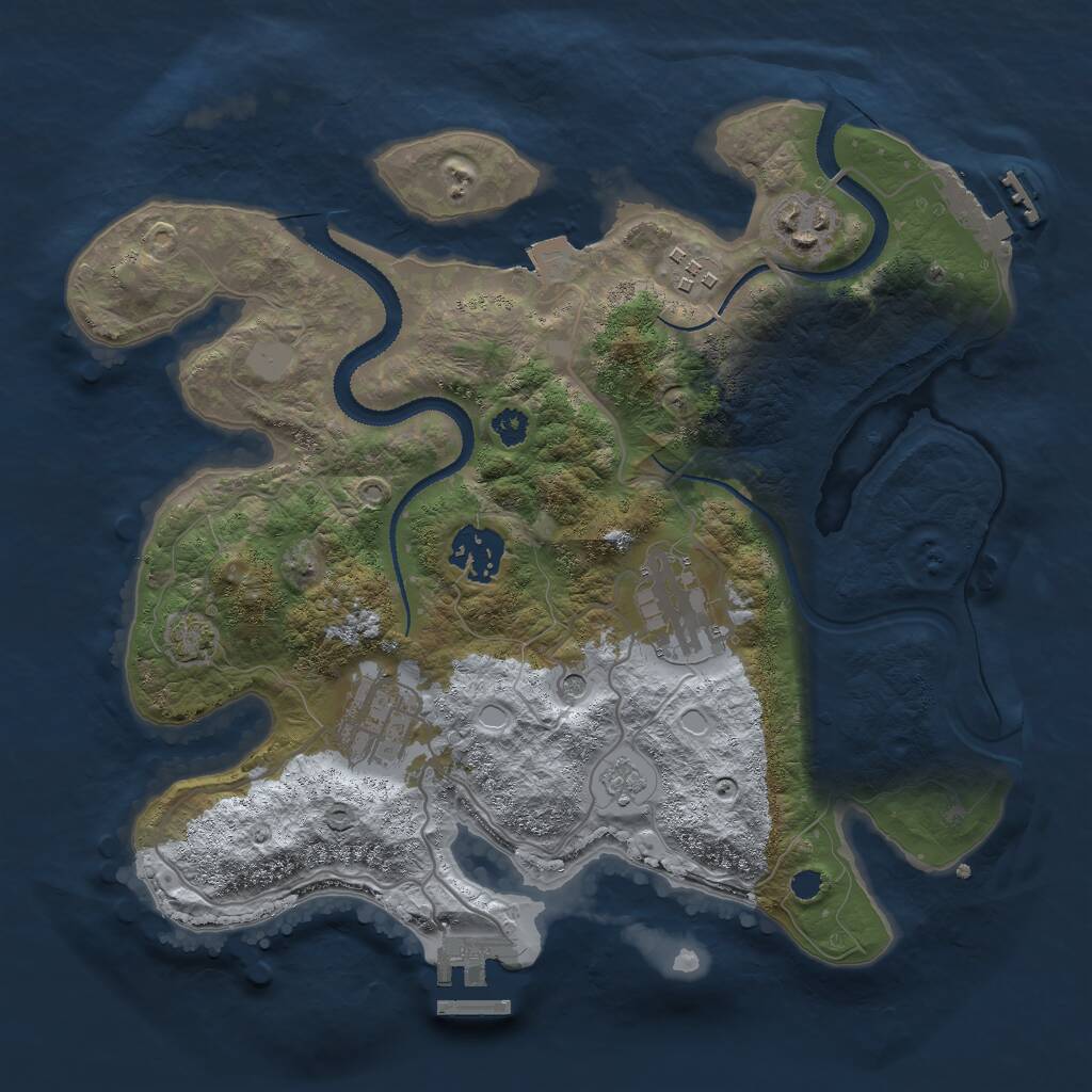 Rust Map: Procedural Map, Size: 3000, Seed: 909721272, 11 Monuments