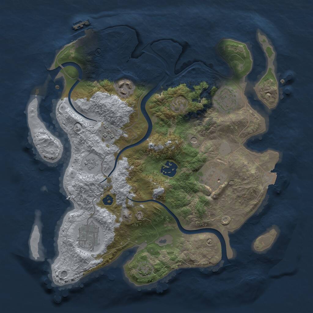 Rust Map: Procedural Map, Size: 3000, Seed: 1087391490, 11 Monuments