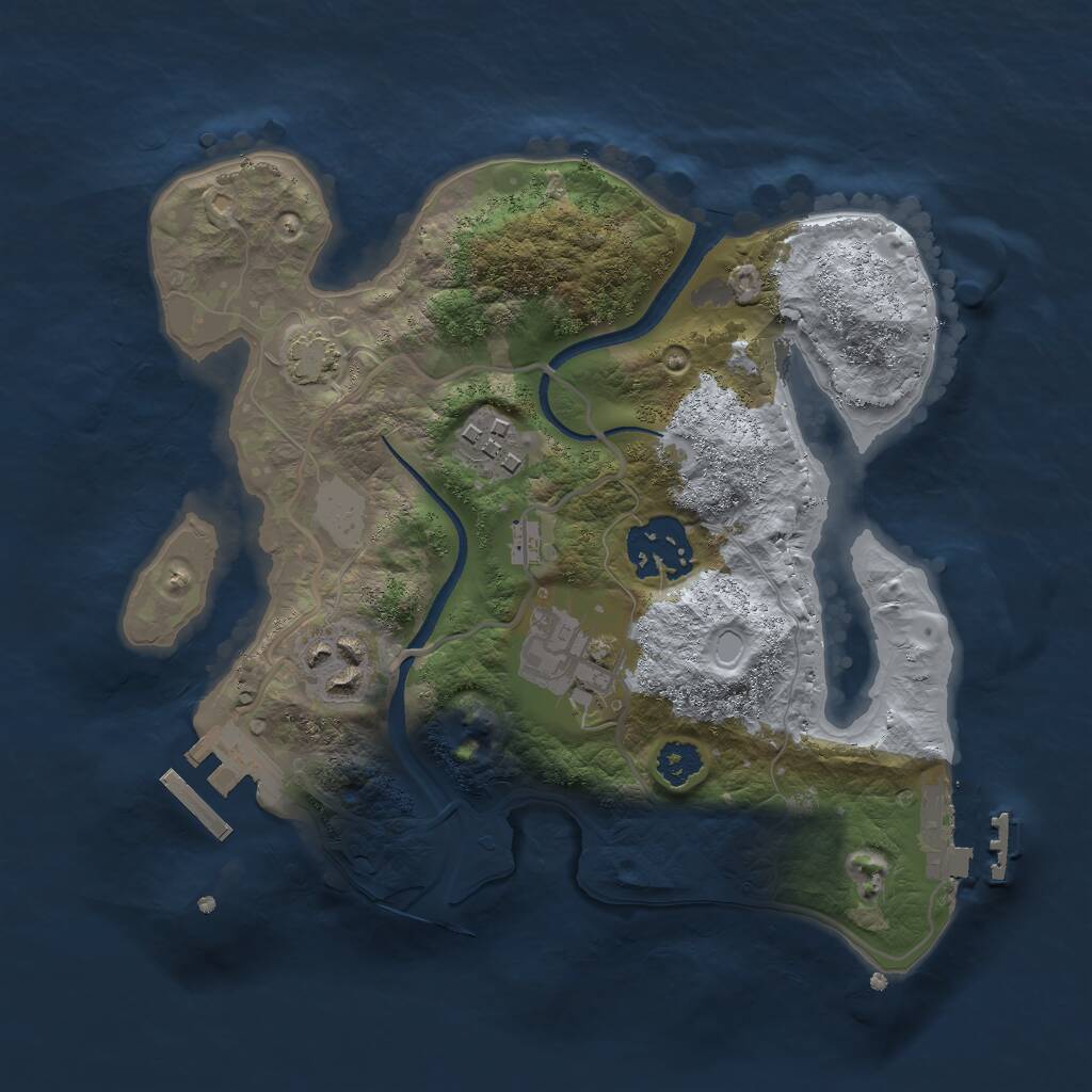 Rust Map: Procedural Map, Size: 2500, Seed: 1334005377, 8 Monuments