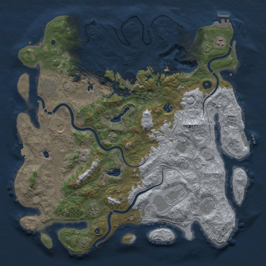 Rust Map: Procedural Map, Size: 4500, Seed: 975407390, 16 Monuments