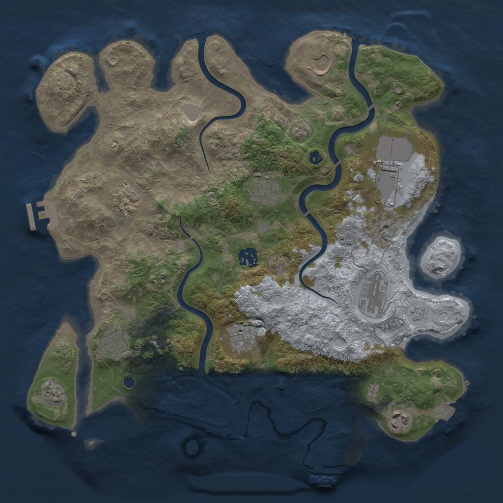 Rust Map: Procedural Map, Size: 3750, Seed: 745704013, 16 Monuments