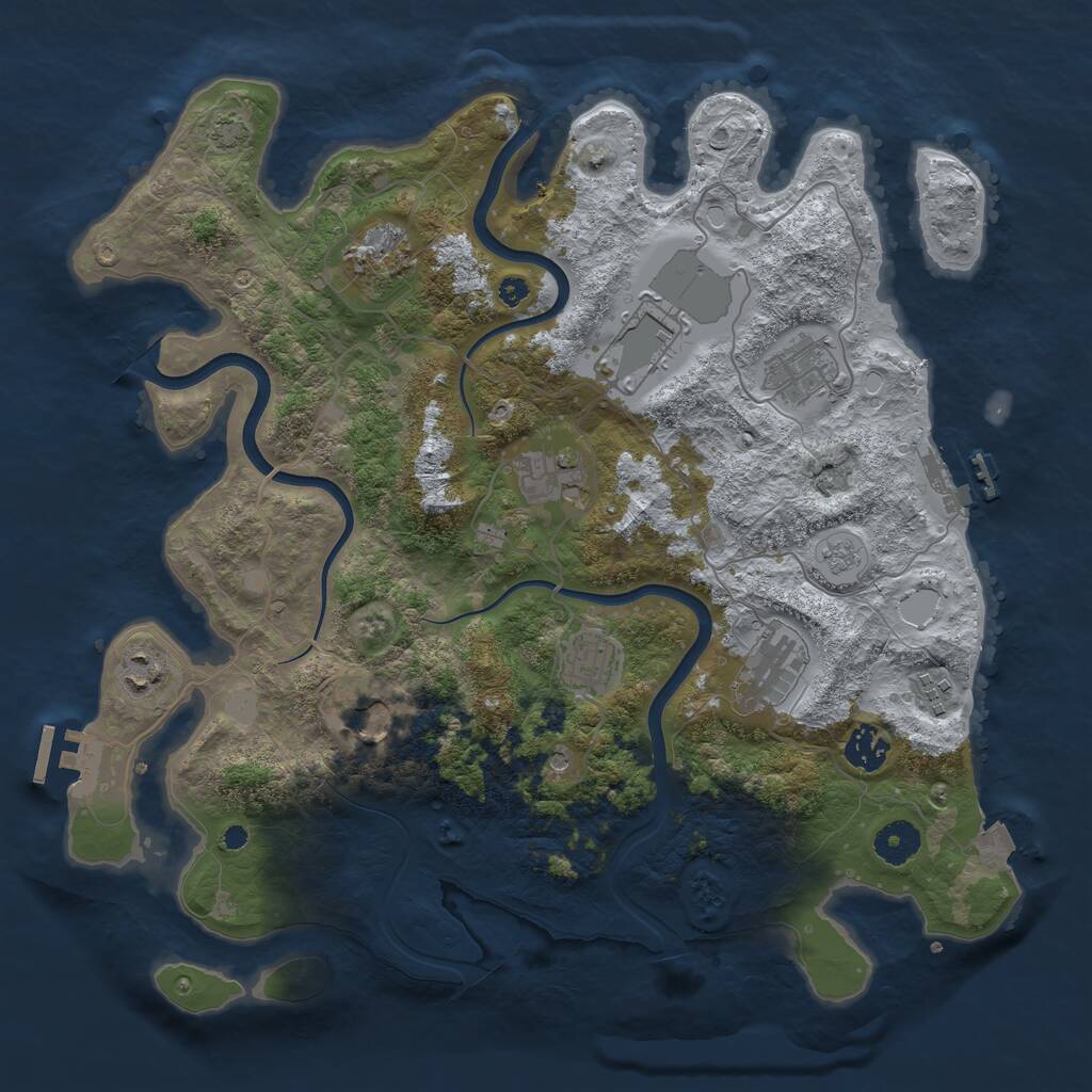 Rust Map: Procedural Map, Size: 3750, Seed: 878807, 16 Monuments