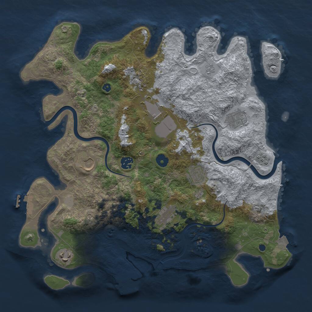 Rust Map: Procedural Map, Size: 3750, Seed: 878807, 15 Monuments
