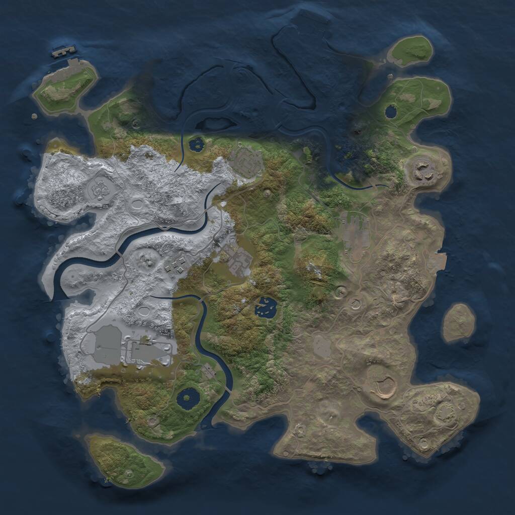 Rust Map: Procedural Map, Size: 3500, Seed: 178084121, 14 Monuments