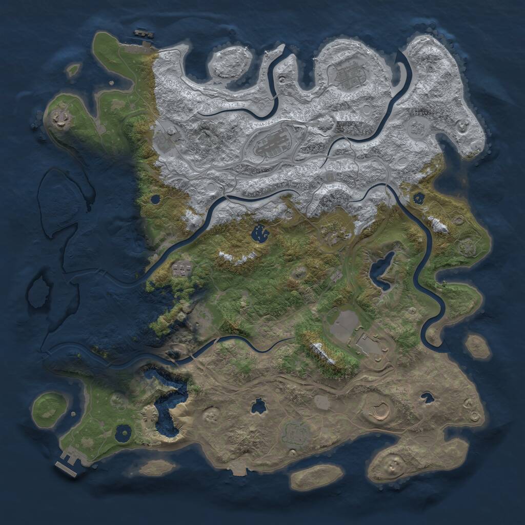 Rust Map: Procedural Map, Size: 4500, Seed: 156169119, 17 Monuments