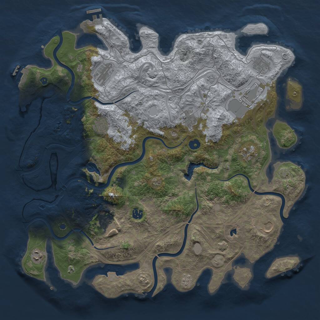 Rust Map: Procedural Map, Size: 4400, Seed: 2039735581, 17 Monuments