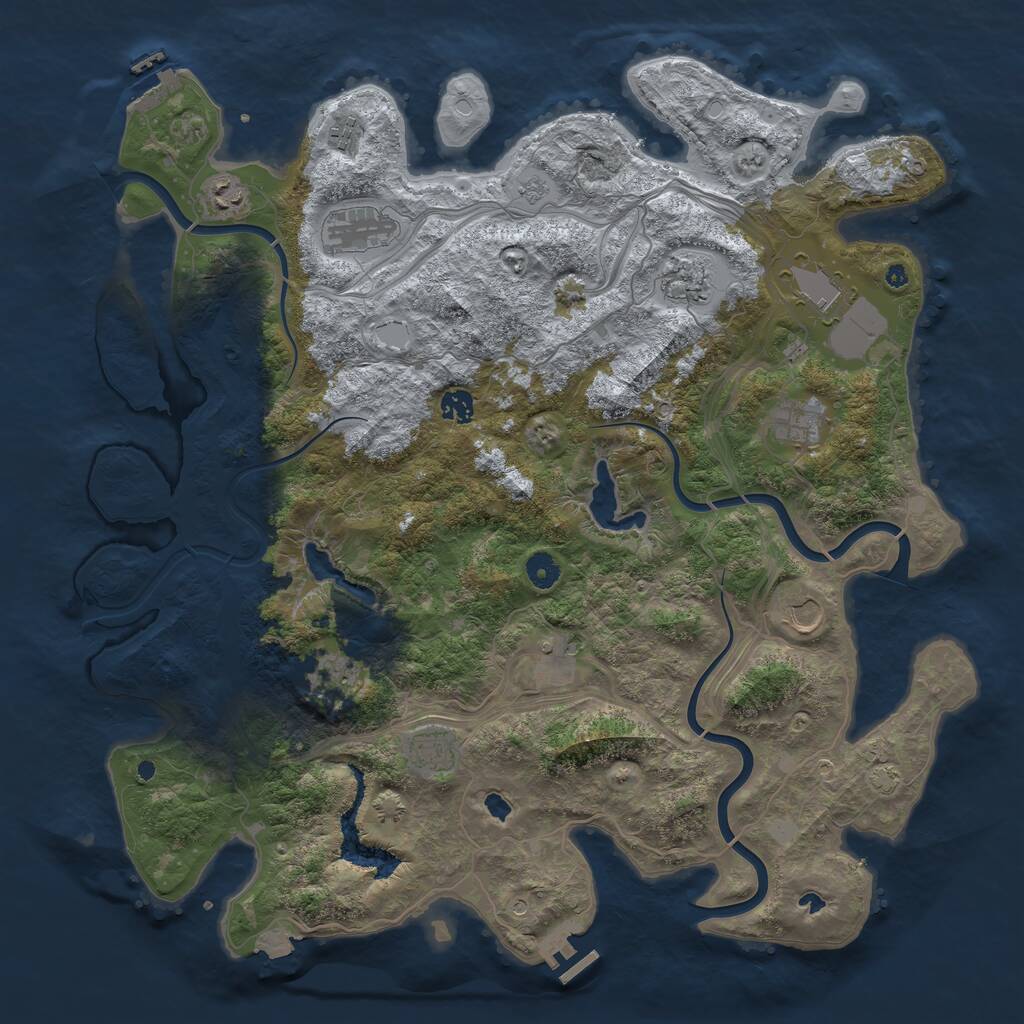 Rust Map: Procedural Map, Size: 4500, Seed: 1839396804, 17 Monuments