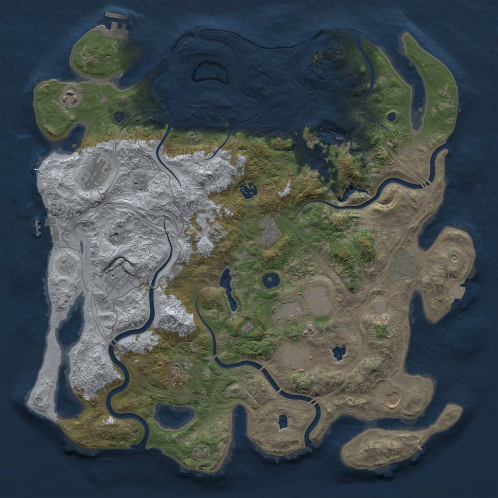 Rust Map: Procedural Map, Size: 4500, Seed: 335488555, 17 Monuments