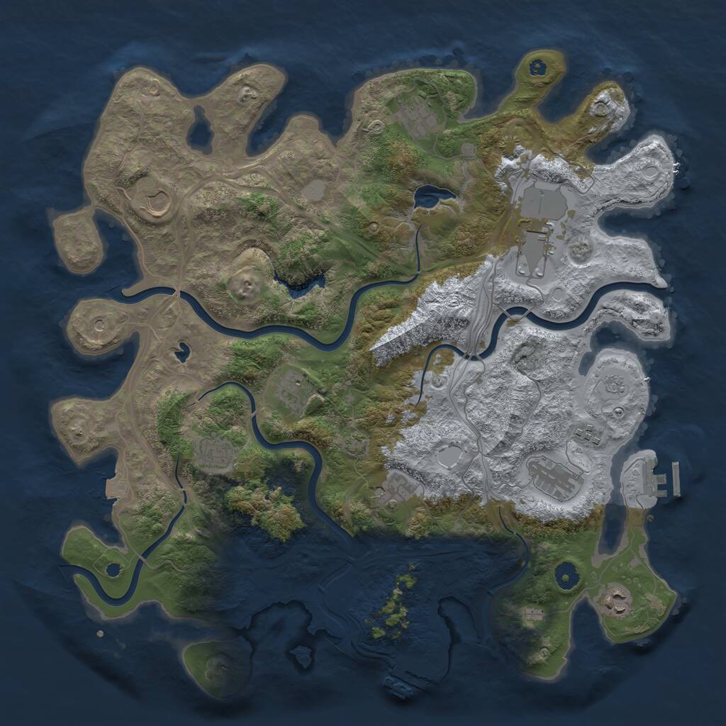 Rust Map: Procedural Map, Size: 4250, Seed: 1221716590, 15 Monuments