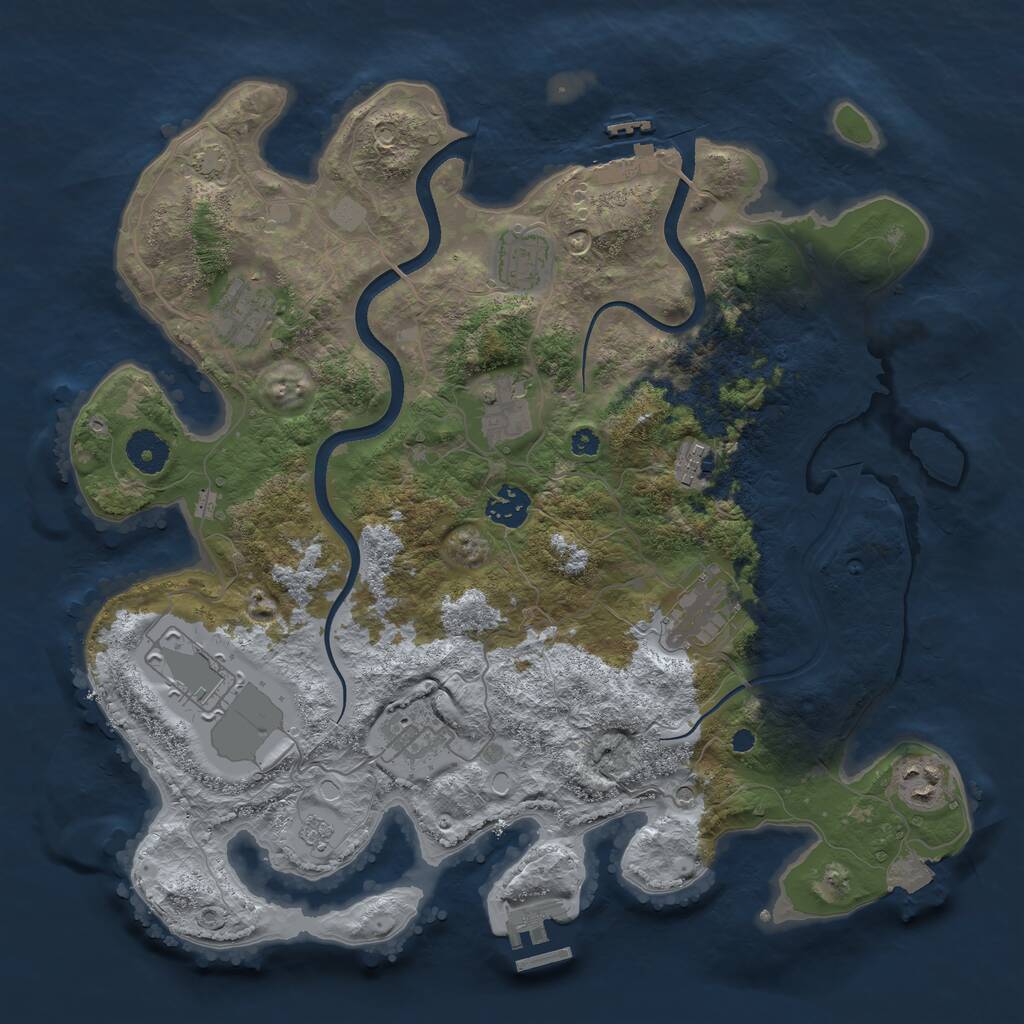 Rust Map: Procedural Map, Size: 3650, Seed: 6456, 15 Monuments