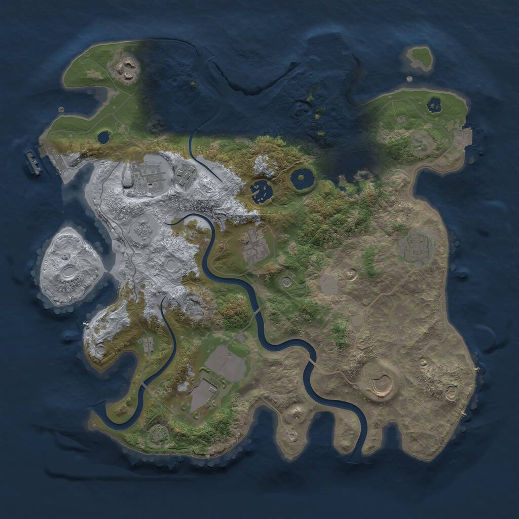 Rust Map: Procedural Map, Size: 3500, Seed: 65973, 15 Monuments