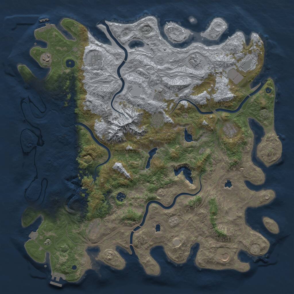 Rust Map: Procedural Map, Size: 5000, Seed: 95456156, 17 Monuments