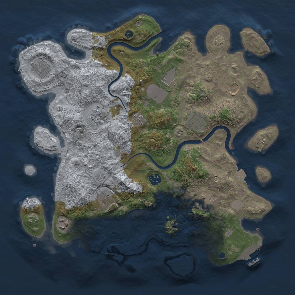 Rust Map: Procedural Map, Size: 3750, Seed: 830103659, 15 Monuments
