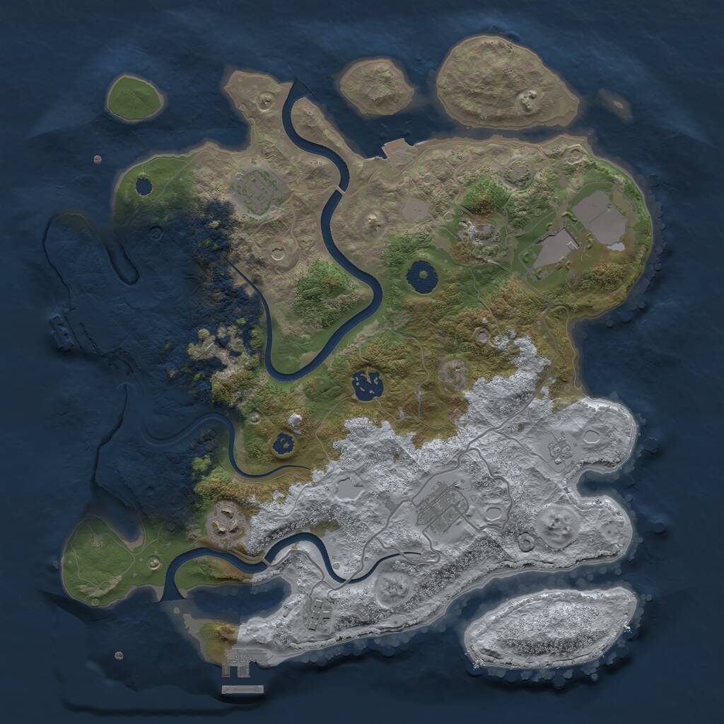 Rust Map: Procedural Map, Size: 3500, Seed: 277752283, 13 Monuments