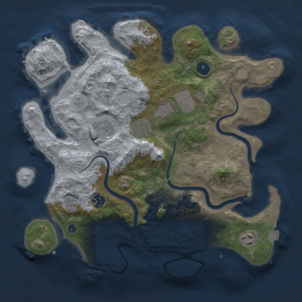 Rust Map: Procedural Map, Size: 3500, Seed: 7450641, 11 Monuments