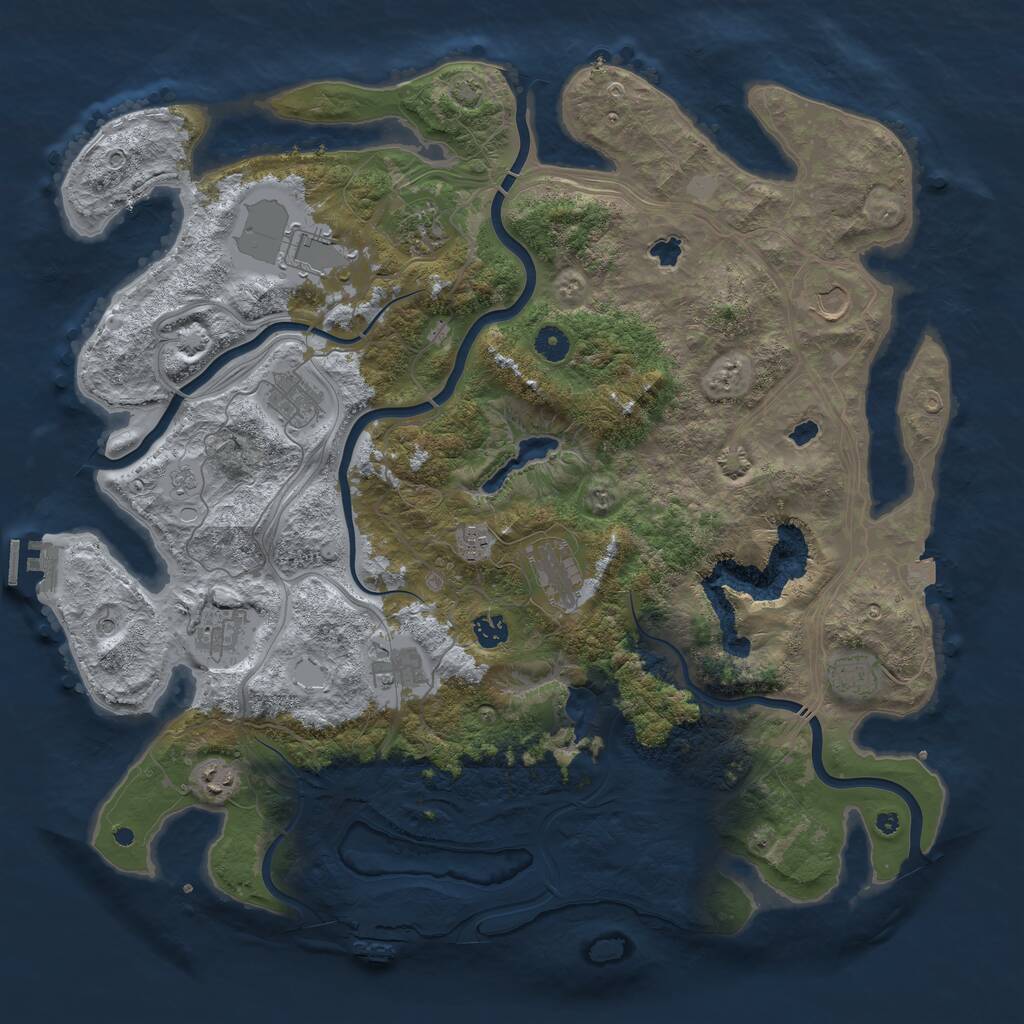 Rust Map: Procedural Map, Size: 4500, Seed: 1999216004, 17 Monuments
