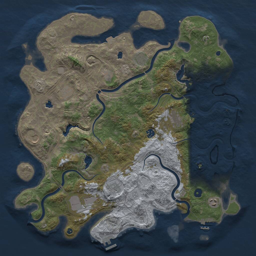 Rust Map: Procedural Map, Size: 4500, Seed: 1494, 16 Monuments