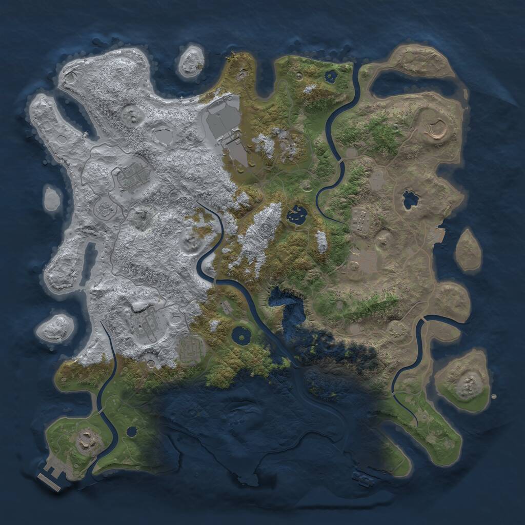 Rust Map: Procedural Map, Size: 4096, Seed: 960423725, 16 Monuments