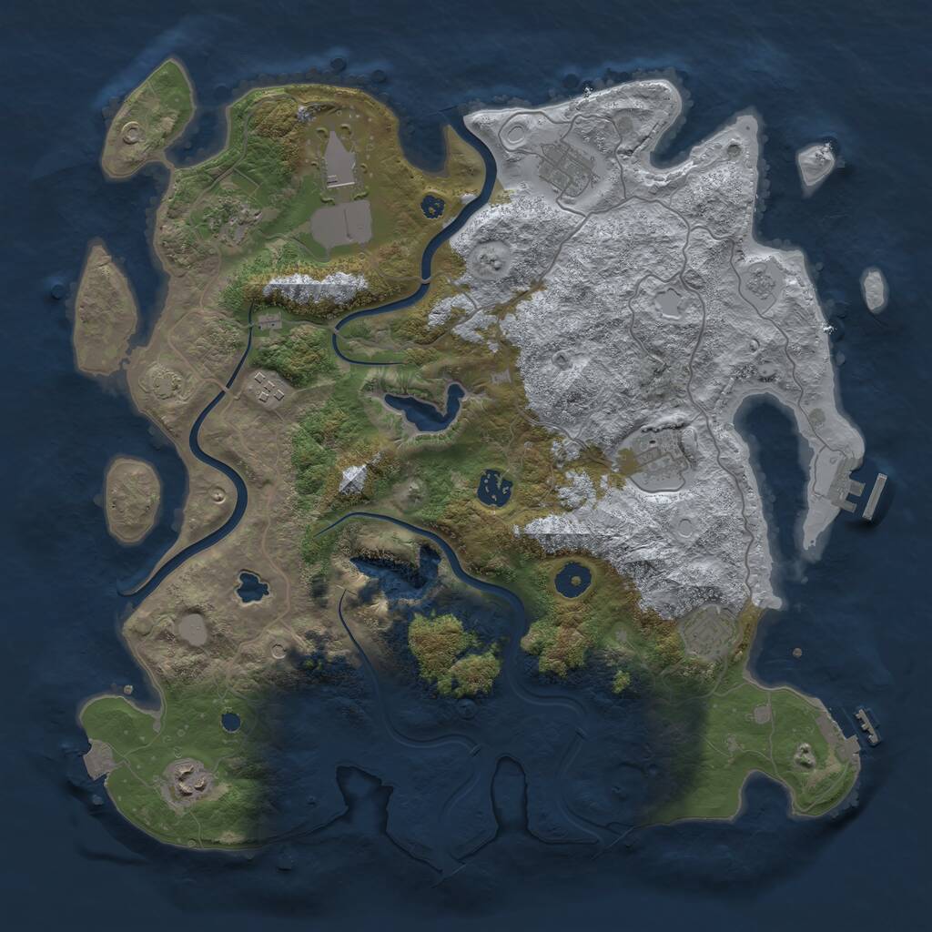 Rust Map: Procedural Map, Size: 4000, Seed: 1253108249, 14 Monuments