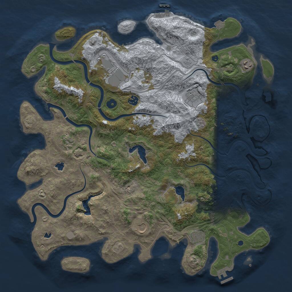 Rust Map: Procedural Map, Size: 4500, Seed: 377035851, 14 Monuments