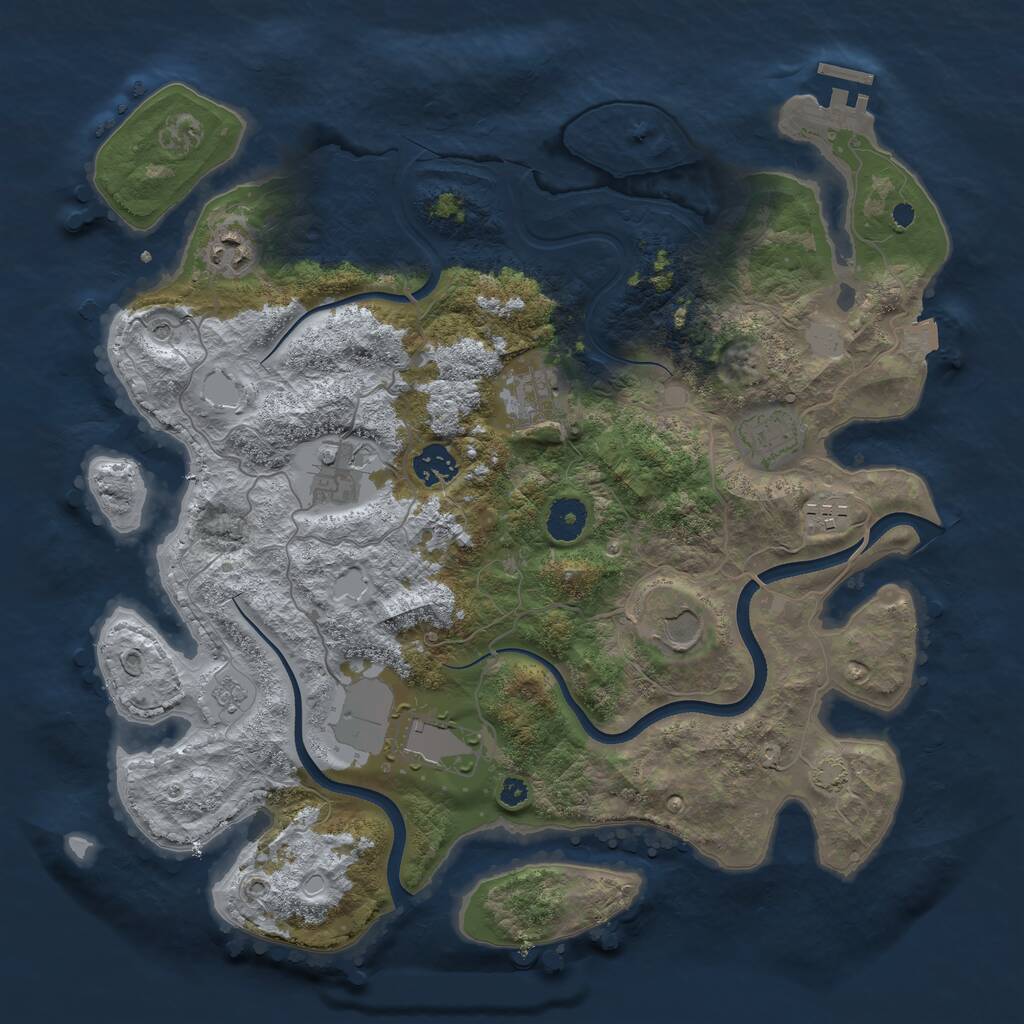 Rust Map: Procedural Map, Size: 3700, Seed: 1710346971, 13 Monuments