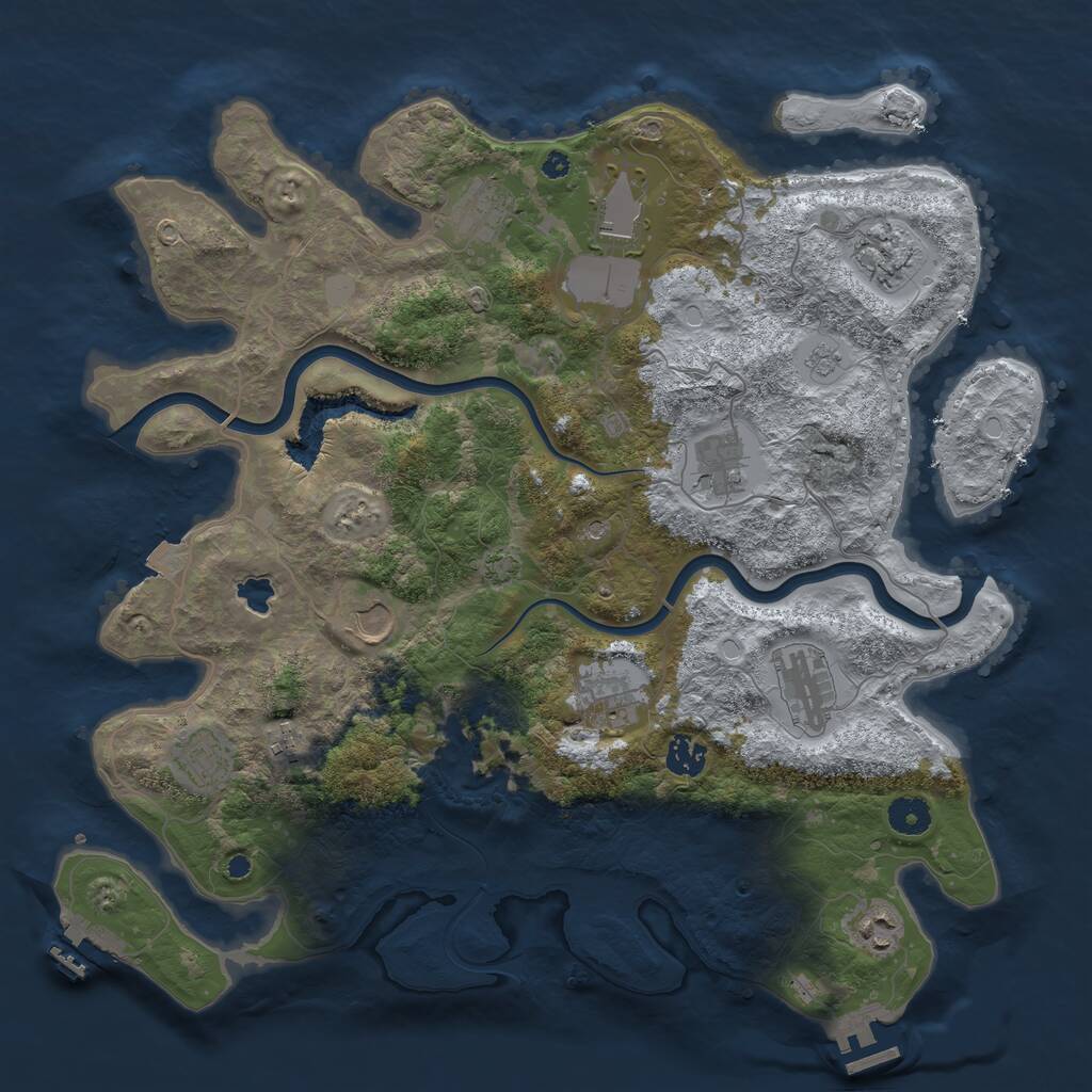 Rust Map: Procedural Map, Size: 4000, Seed: 409228285, 17 Monuments
