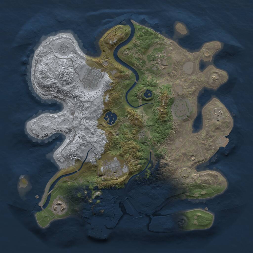 Rust Map: Procedural Map, Size: 3000, Seed: 9083, 12 Monuments