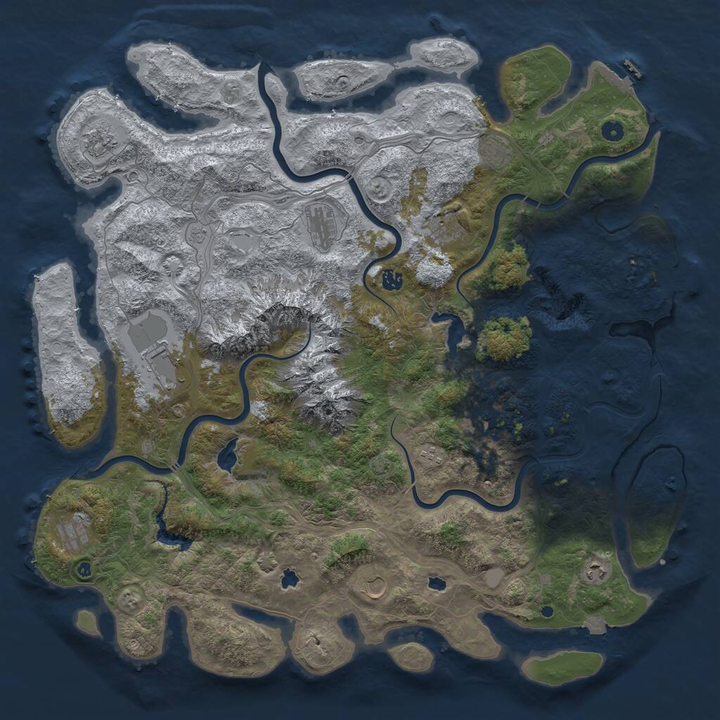 Rust Map: Procedural Map, Size: 5000, Seed: 1273509782, 17 Monuments
