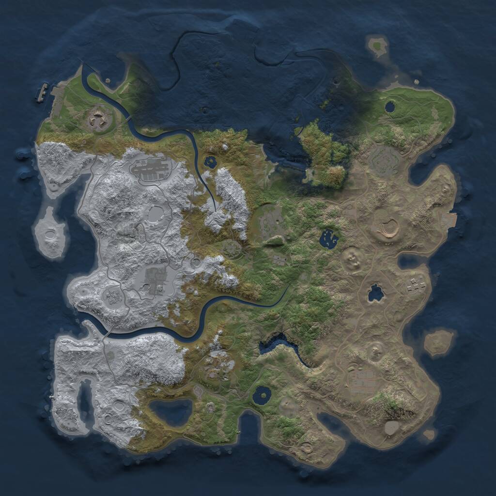 Rust Map: Procedural Map, Size: 4000, Seed: 129187414, 16 Monuments