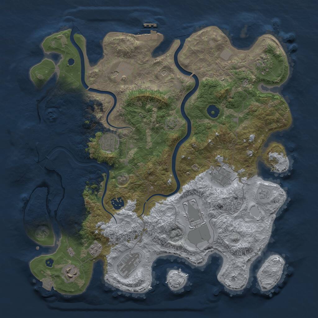 Rust Map: Procedural Map, Size: 3800, Seed: 293655000, 15 Monuments