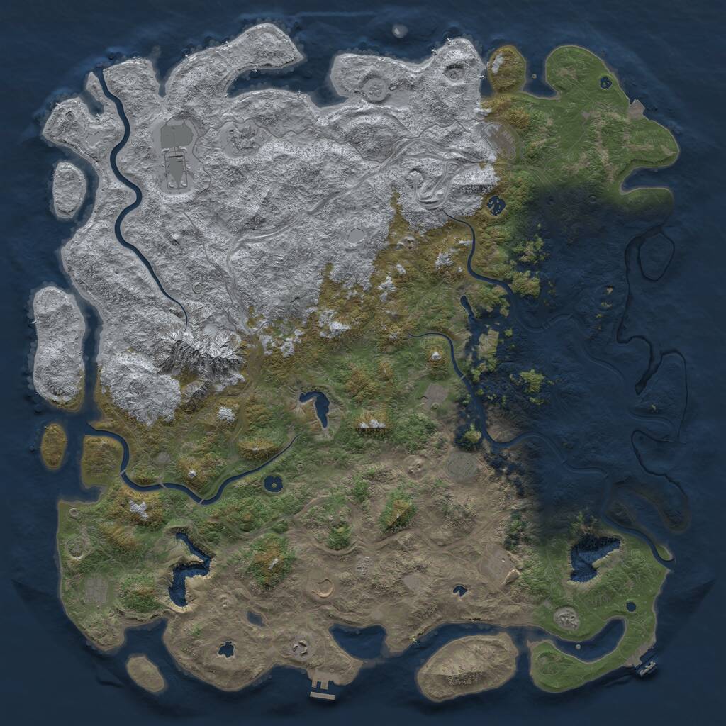 Rust Map: Procedural Map, Size: 6000, Seed: 1711388423, 17 Monuments