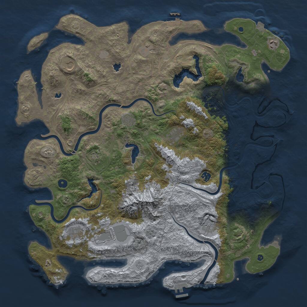 Rust Map: Procedural Map, Size: 5000, Seed: 34201539, 17 Monuments