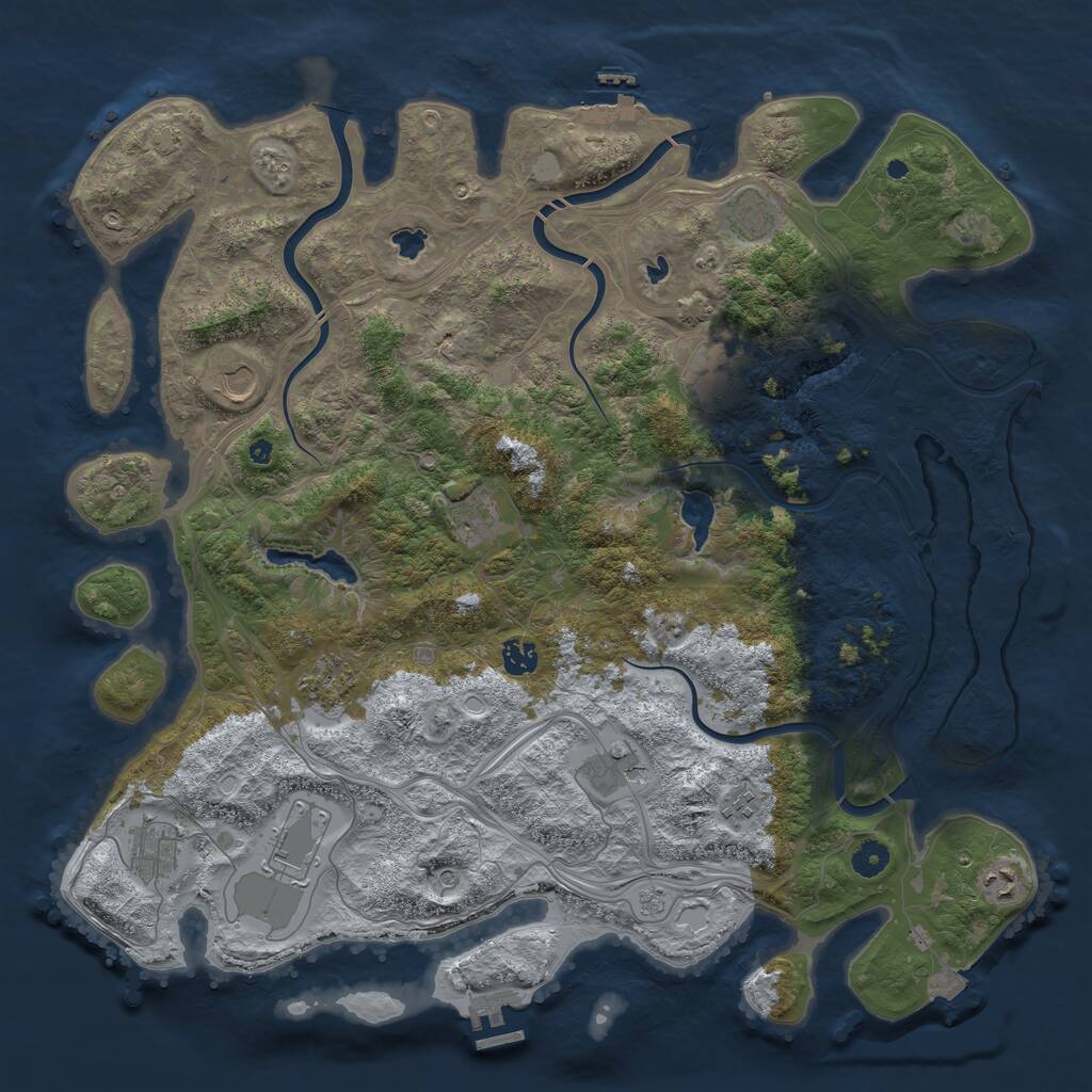 Rust Map: Procedural Map, Size: 4500, Seed: 1388255458, 17 Monuments