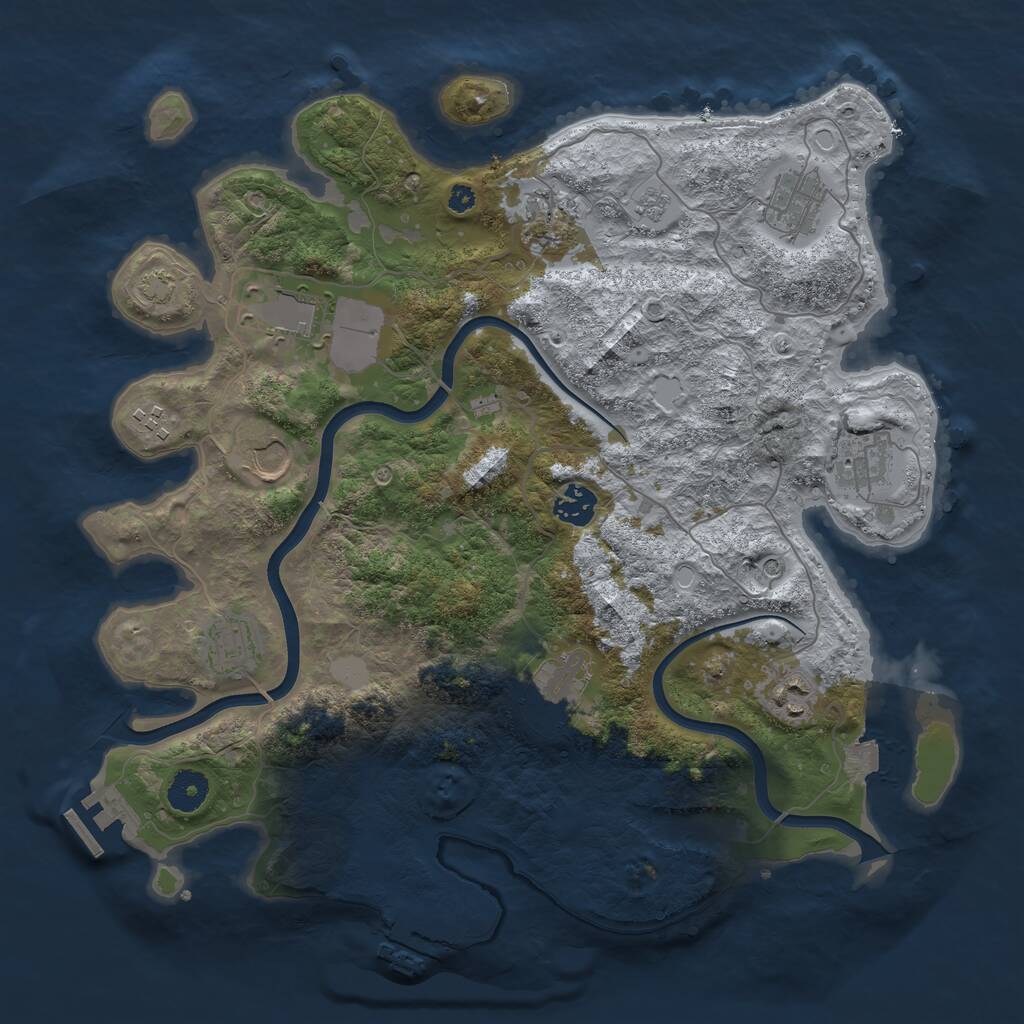 Rust Map: Procedural Map, Size: 3750, Seed: 517013649, 16 Monuments