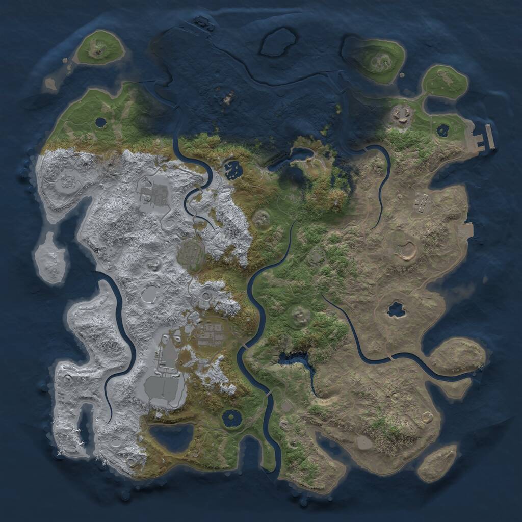 Rust Map: Procedural Map, Size: 4200, Seed: 129187414, 14 Monuments