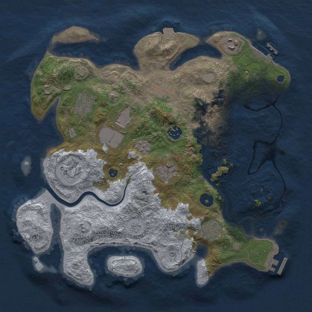 Rust Map: Procedural Map, Size: 3500, Seed: 1109373482, 15 Monuments