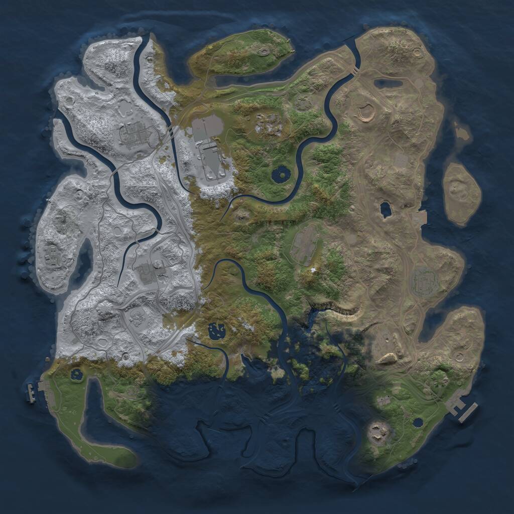 Rust Map: Procedural Map, Size: 4250, Seed: 1030799266, 17 Monuments