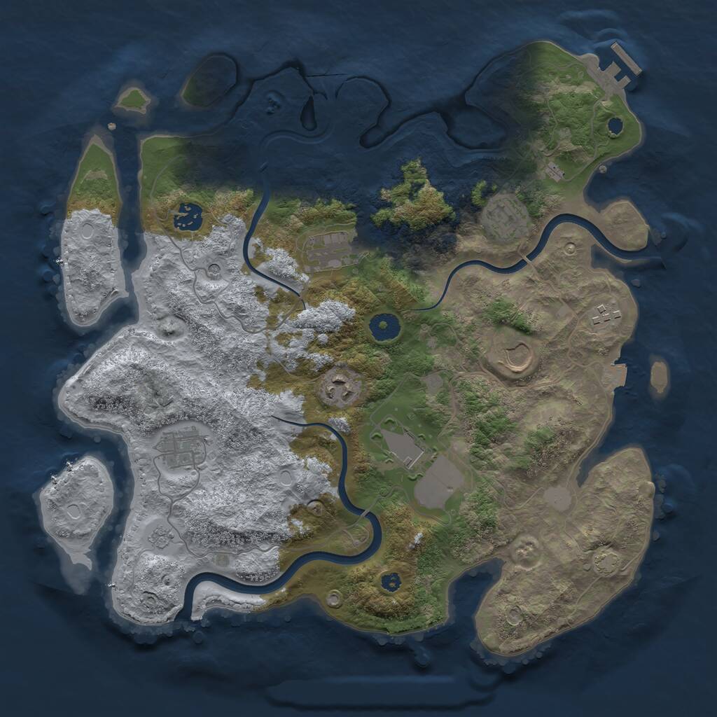 Rust Map: Procedural Map, Size: 3700, Seed: 564281340, 13 Monuments