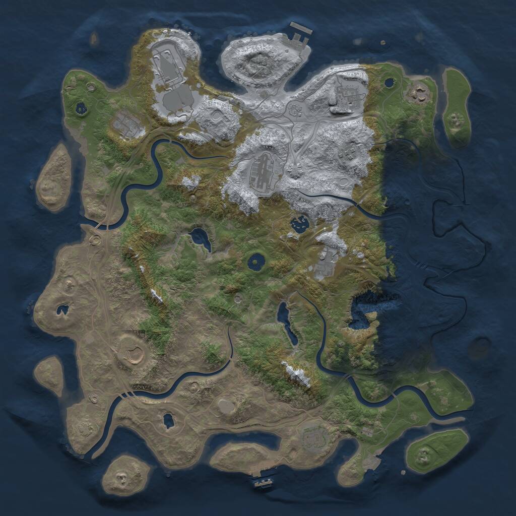 Rust Map: Procedural Map, Size: 4500, Seed: 99786429, 16 Monuments