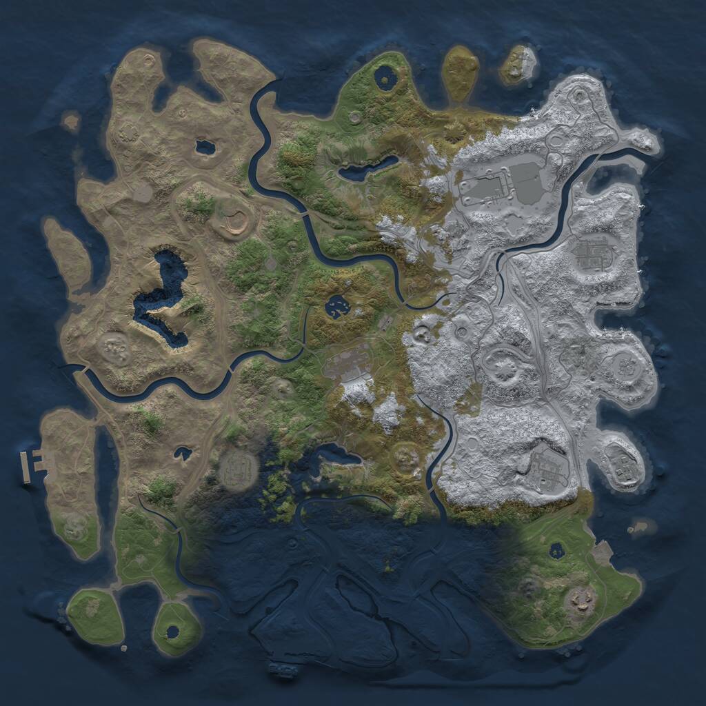 Rust Map: Procedural Map, Size: 4500, Seed: 2457, 16 Monuments