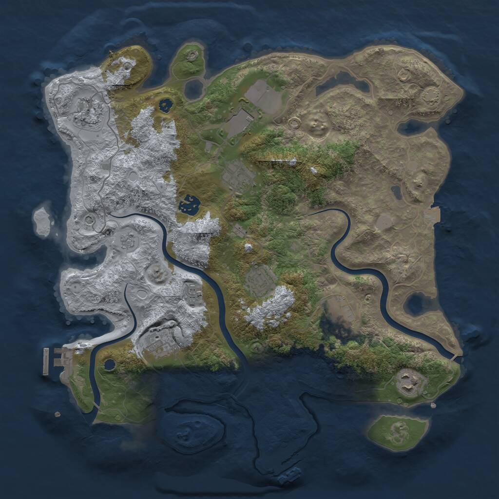 Rust Map: Procedural Map, Size: 3675, Seed: 3498, 15 Monuments