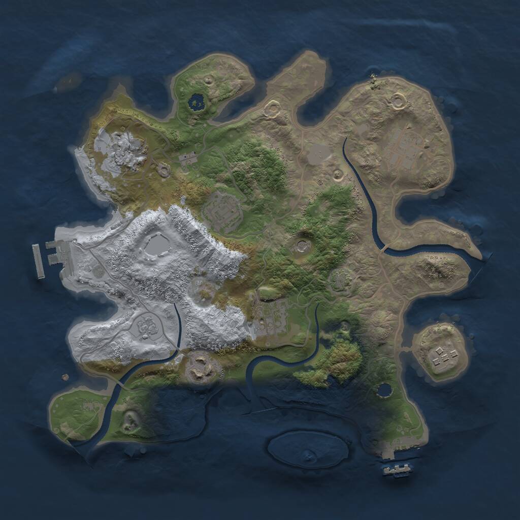 Rust Map: Procedural Map, Size: 3000, Seed: 1124854330, 12 Monuments