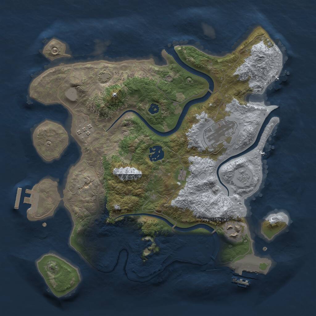 Rust Map: Procedural Map, Size: 3000, Seed: 6980, 9 Monuments