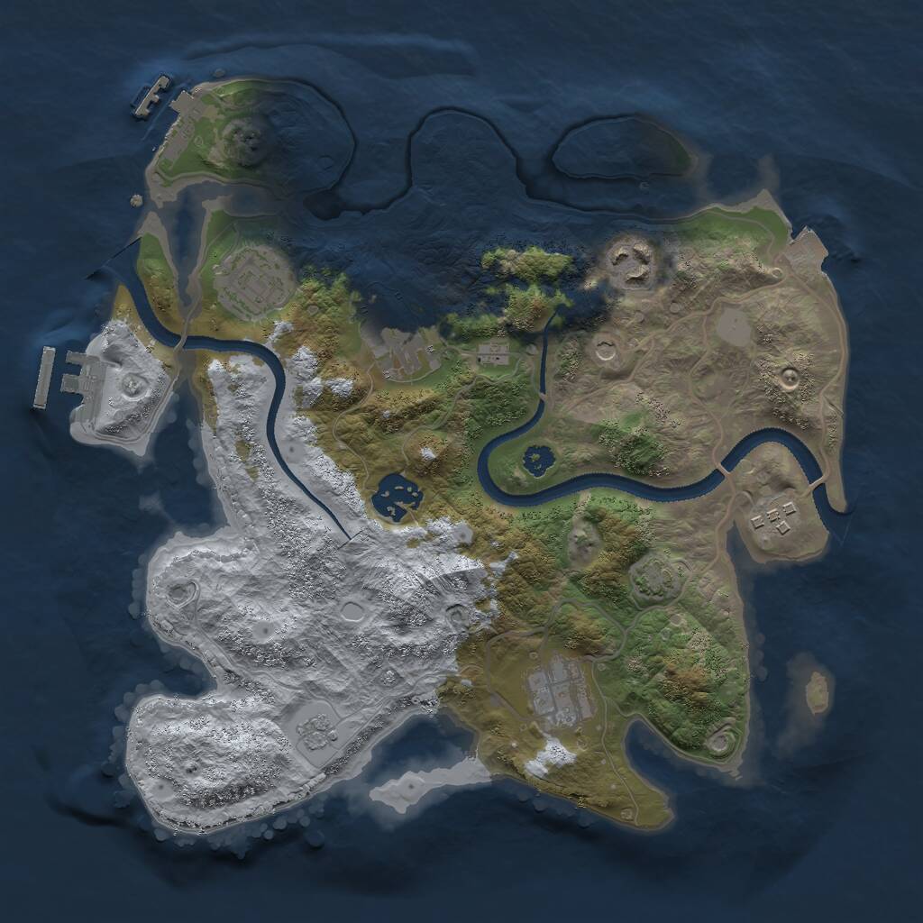 Rust Map: Procedural Map, Size: 3000, Seed: 624906, 12 Monuments